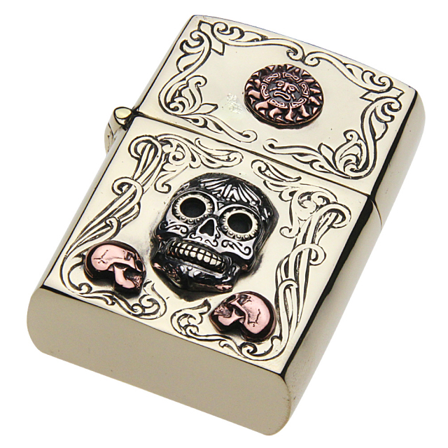 スカルデザイン シルバー925オイルライター ドクロ 骸骨 スカル 髑髏 ZIPPO ジッポ シルバー925