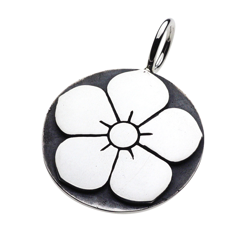 cenote p0212 【シルバーアクセサリー】 和柄 家紋 明智光秀 桔梗ペンダント