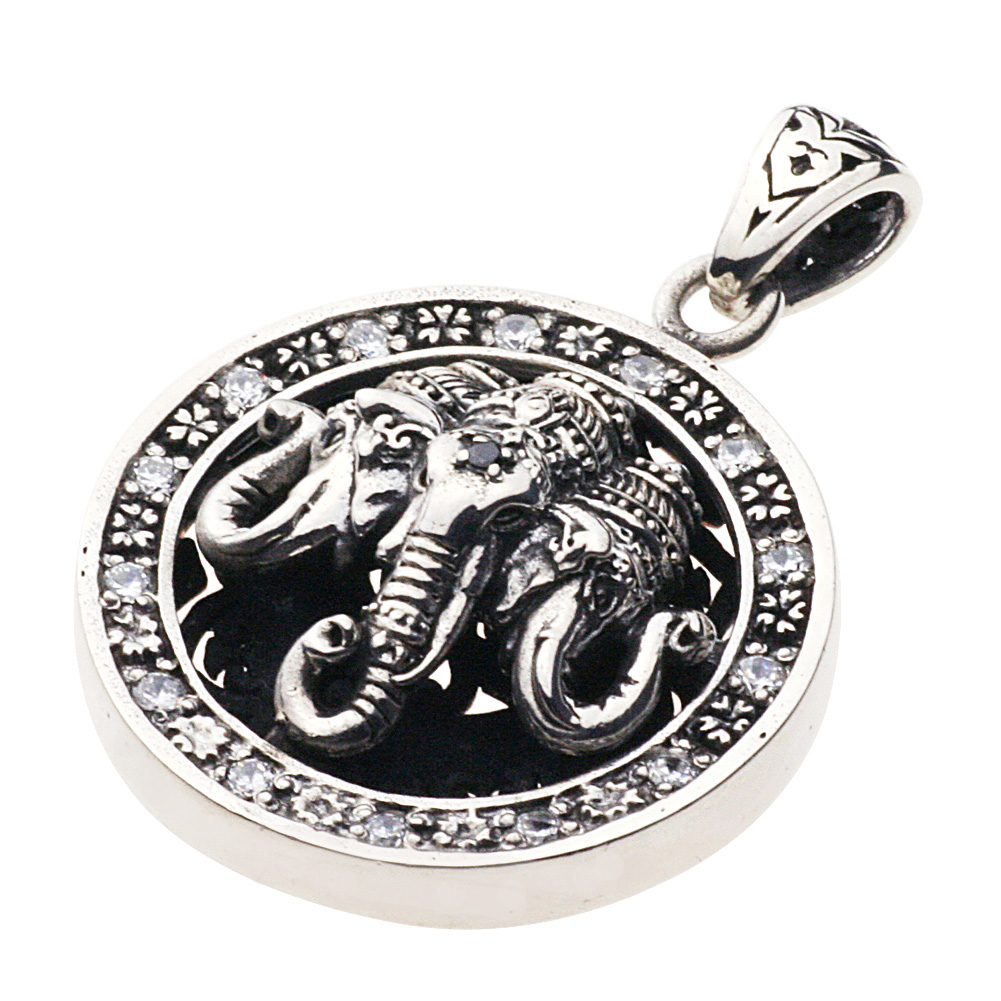 cenote p0225 【シルバーアクセサリー】 ガネーシャペンダント ホワイトジルコニア