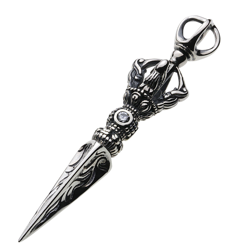 cenote p0262 【シルバーアクセサリー】 金剛杵 ドルジェペンダント ホワイトジルコニア