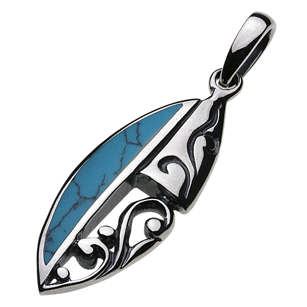 cenote p0334tq 【シルバーアクセサリー】 唐草リーフペンダント ターコイズ