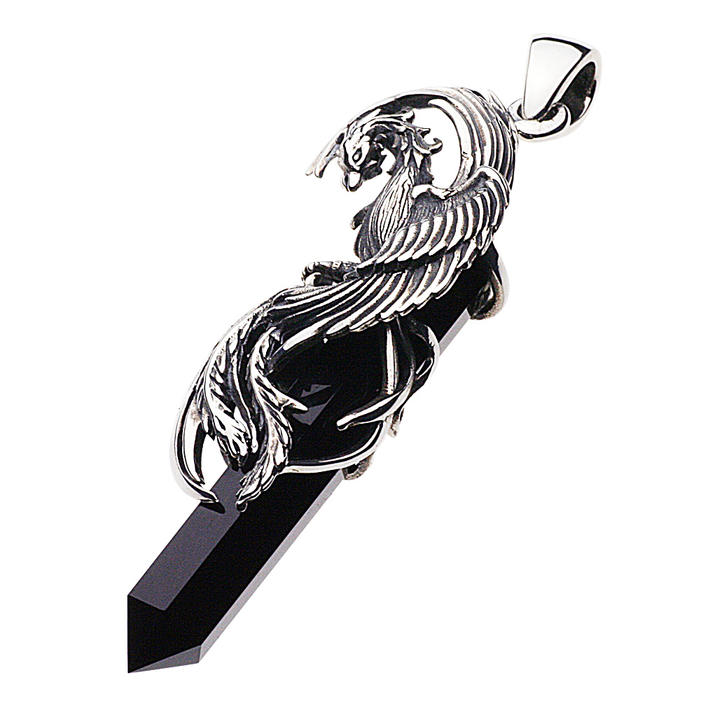 cenote p0338 【シルバーアクセサリー】 フェニックスピラーペンダント ブラックジルコニア