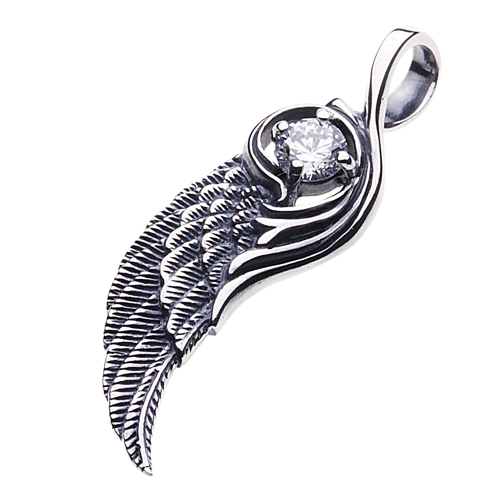 cenote p0387 【シルバーアクセサリー】 唐草フェザーペンダント ホワイトジルコニア