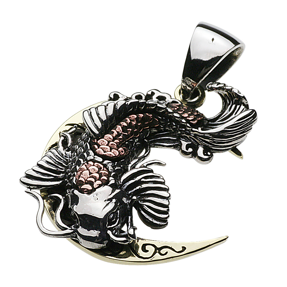 cenote p0414 【シルバーアクセサリー】 和柄 錦鯉三日月ペンダント