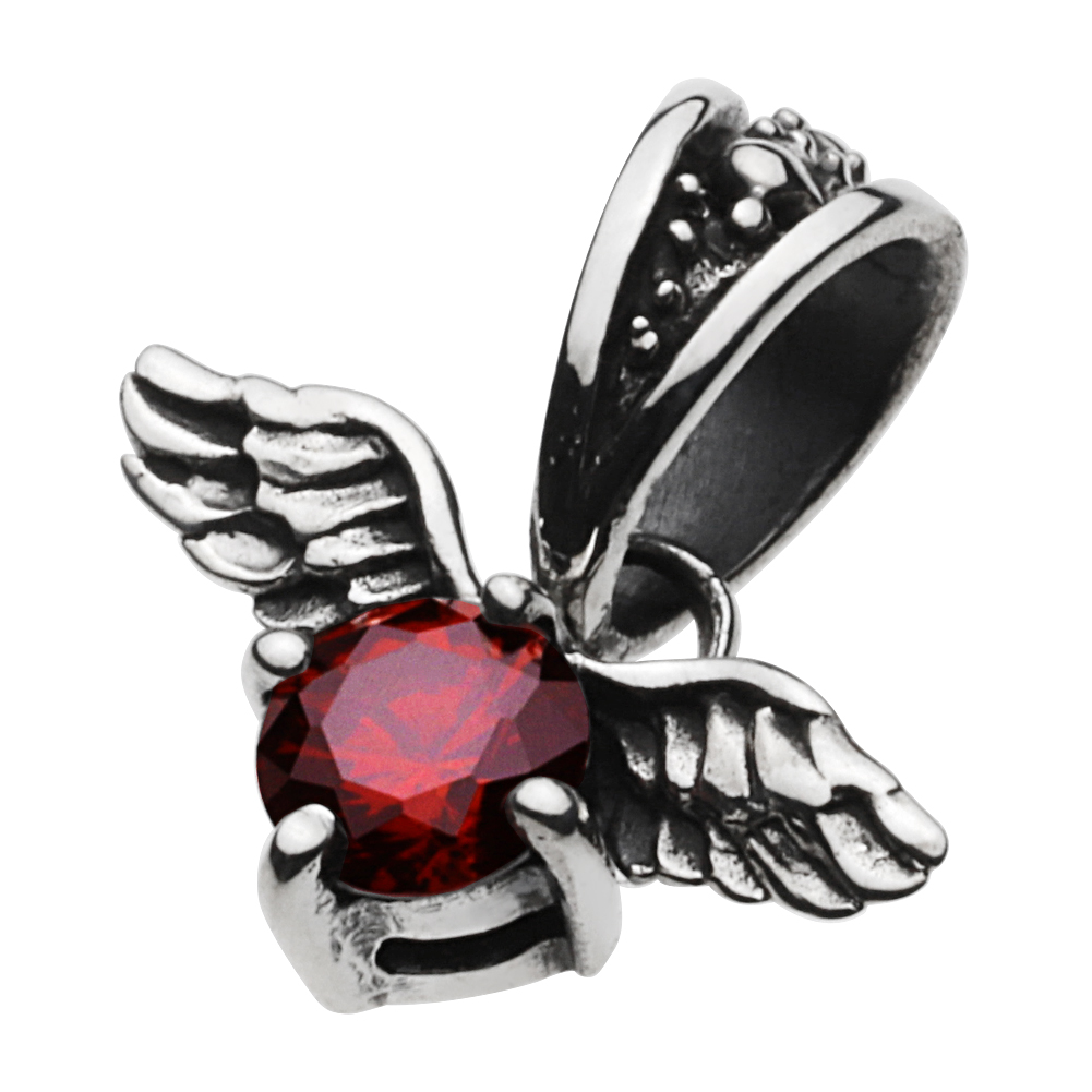 cenote p0429 【シルバーアクセサリー】 エンジェルハートペンダント レッドジルコニア