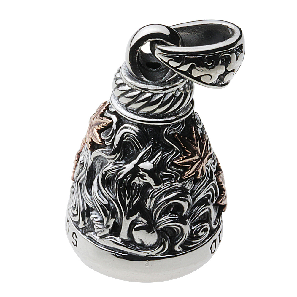 cenote p0637 【シルバーアクセサリー】 和柄 九尾の狐紅葉ベルペンダント