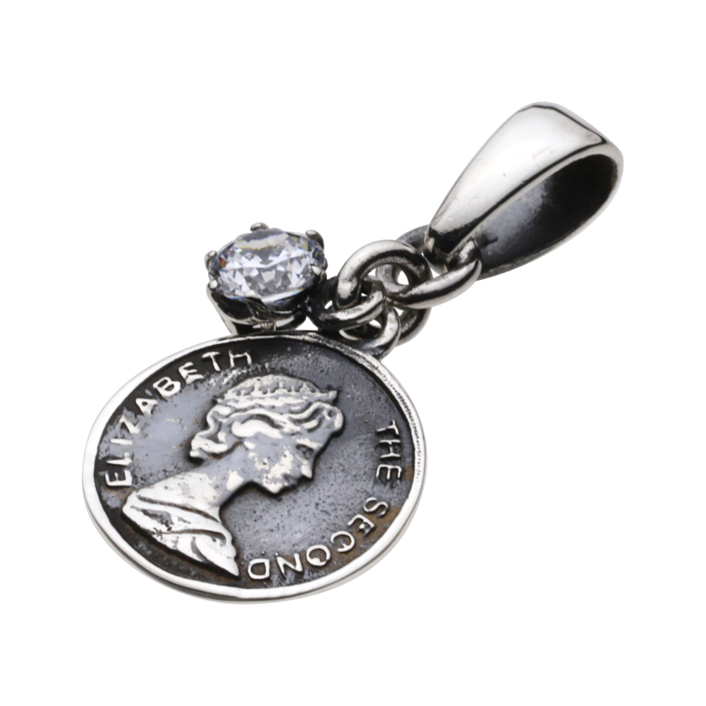 cenote p0779 【シルバーアクセサリー】 エリザベス女王 コイン ペンダント