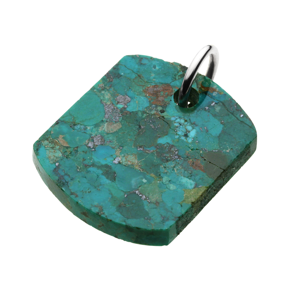 cenote p3014 【ホワイトメタルアクセサリー】 パワーストーンプレートペンダント ターコイズ