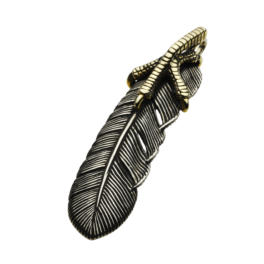 cenote p3017 【ホワイトメタルアクセサリー】 フェザーイーグルクローペンダント