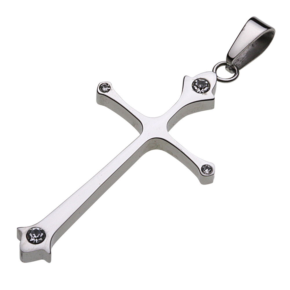 cenote p5018 【ステンレスアクセサリー】 クロスクリスタルペンダント クリスタル