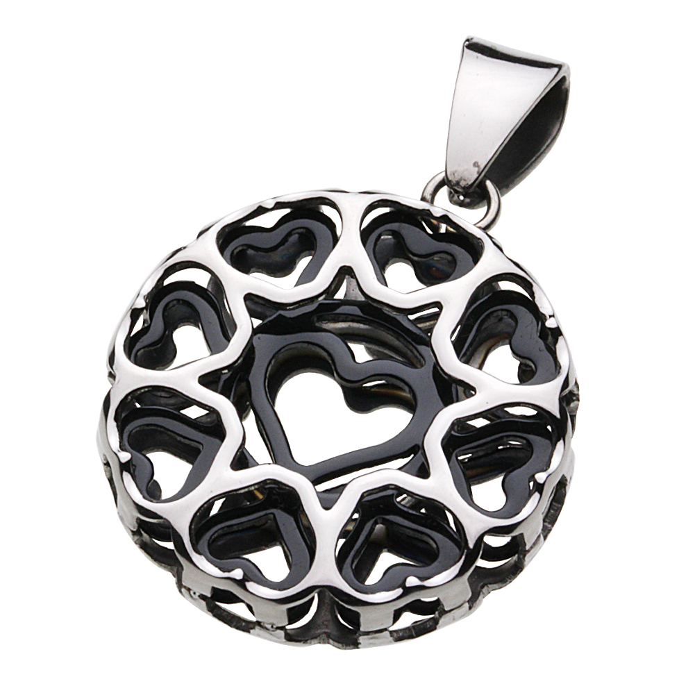 cenote p5026k 【ステンレスアクセサリー】 フェミニンハートペンダント ブラック