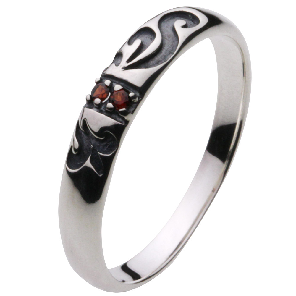 cenote r0290 【シルバーアクセサリー】 トライバル甲丸リング ガーネット