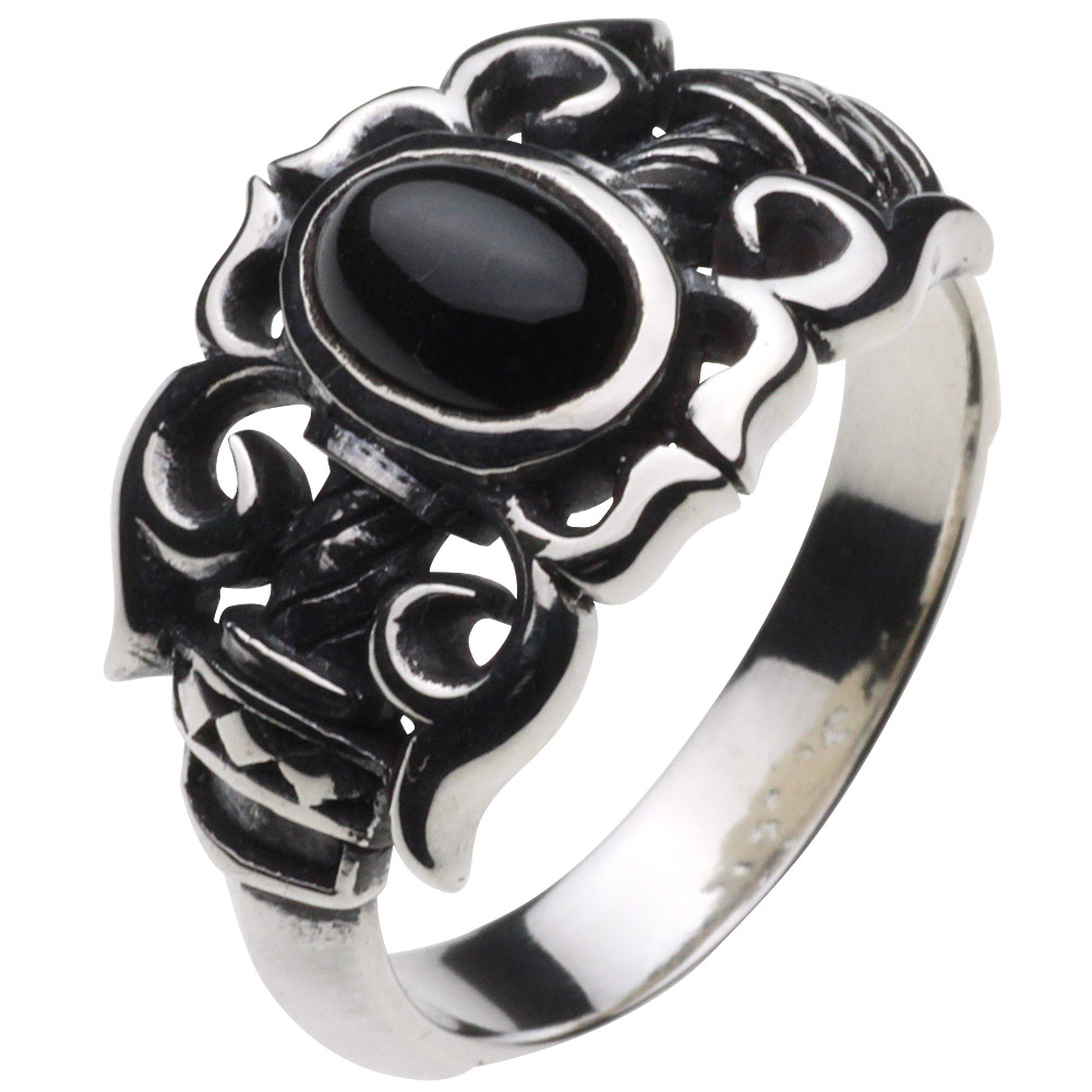cenote r0360 【シルバーアクセサリー】 ストーンダブルダガーリング ブラックスター