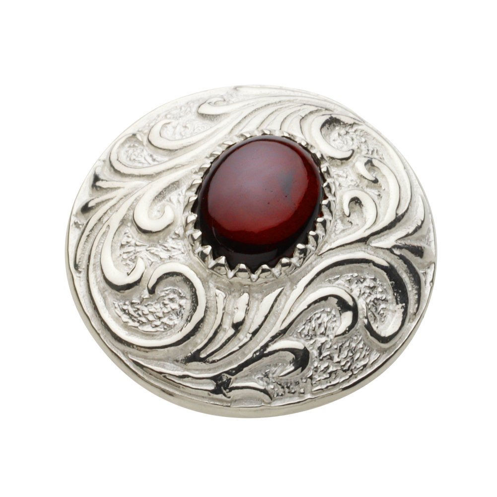 cenote s0070 【シルバーアクセサリー】 アラベスク模様コンチョボタン ガーネット