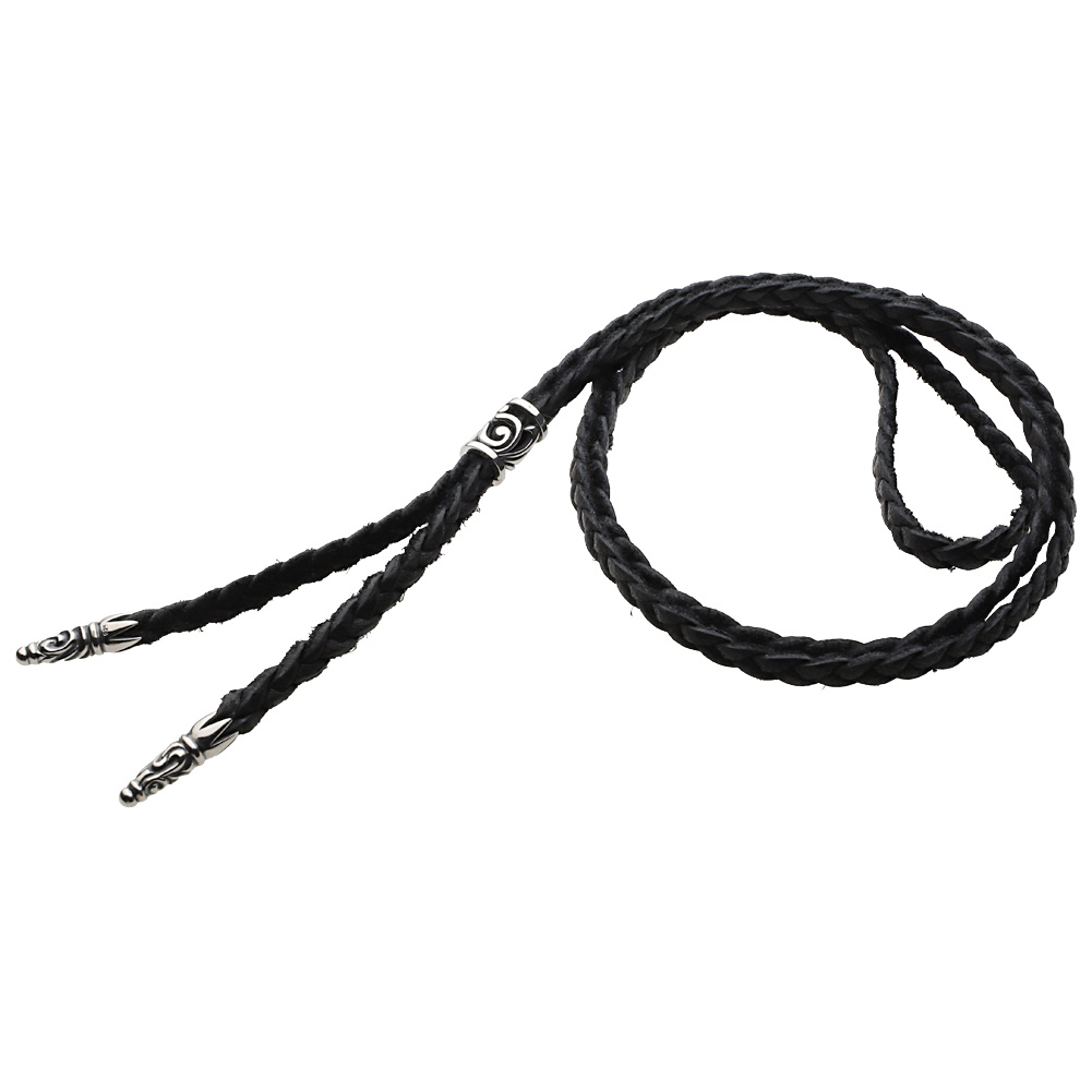cenote s0723【レザーアクセサリー】 黒革紐 レザーネックレス シルバーパーツ