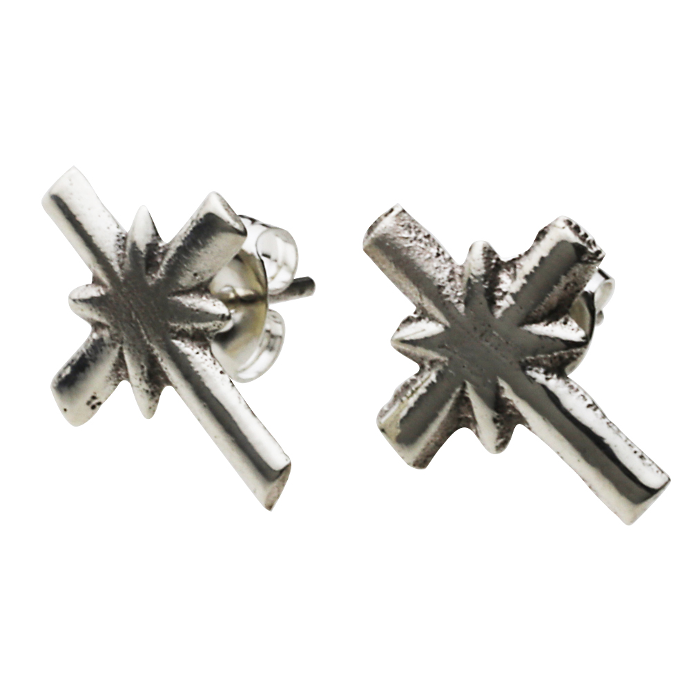 cenote u0006 【シルバーアクセサリー】 インディアンジュエリー クロス ピアス 左右セット