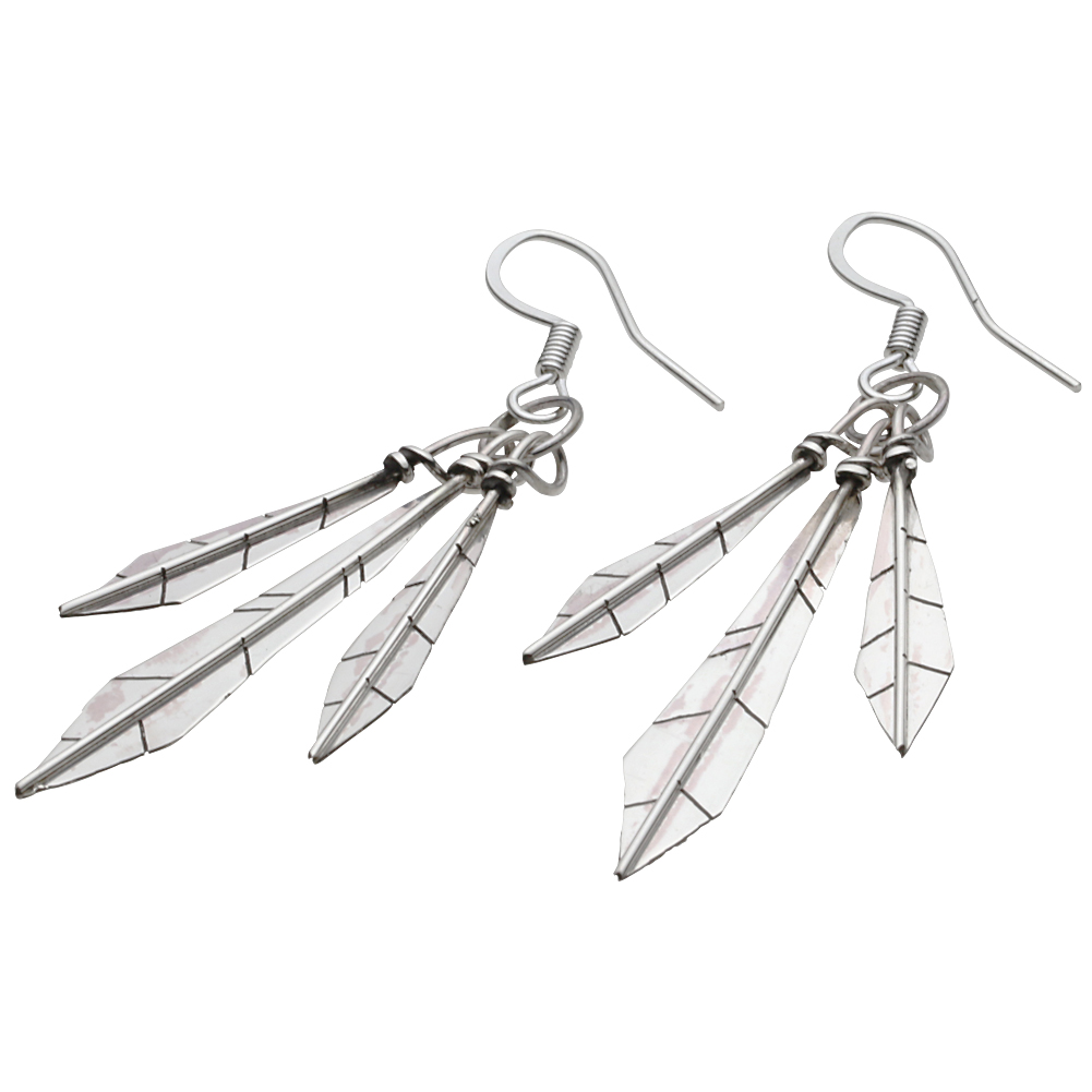 cenote u0012 【シルバーアクセサリー】 インディアンジュエリー フェザー ピアス 左右セット