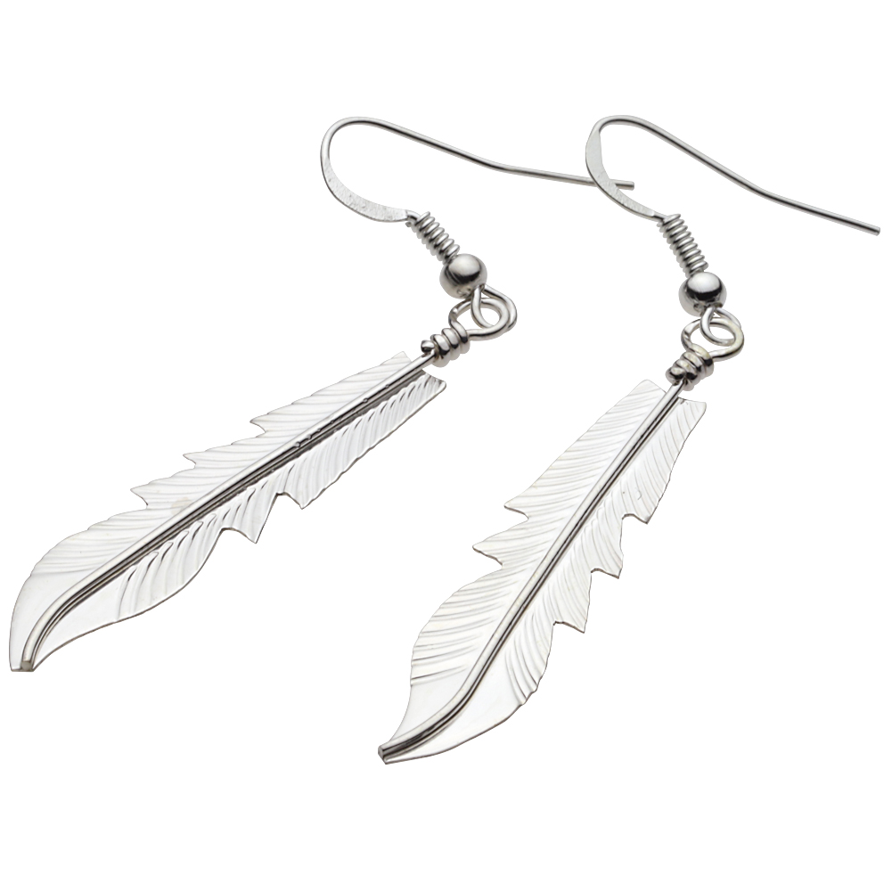cenote u0013 【シルバーアクセサリー】 インディアンジュエリー フェザー ピアス 左右セット