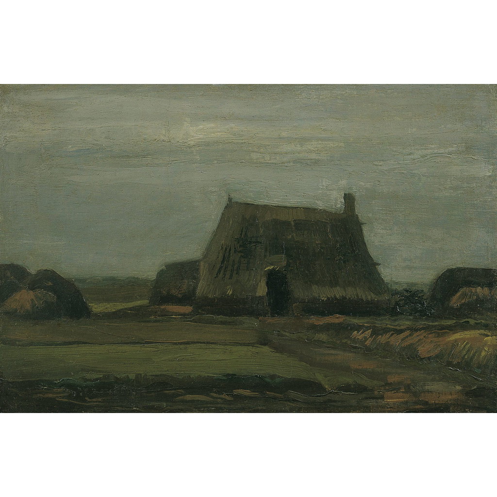  泥炭の山のある農場