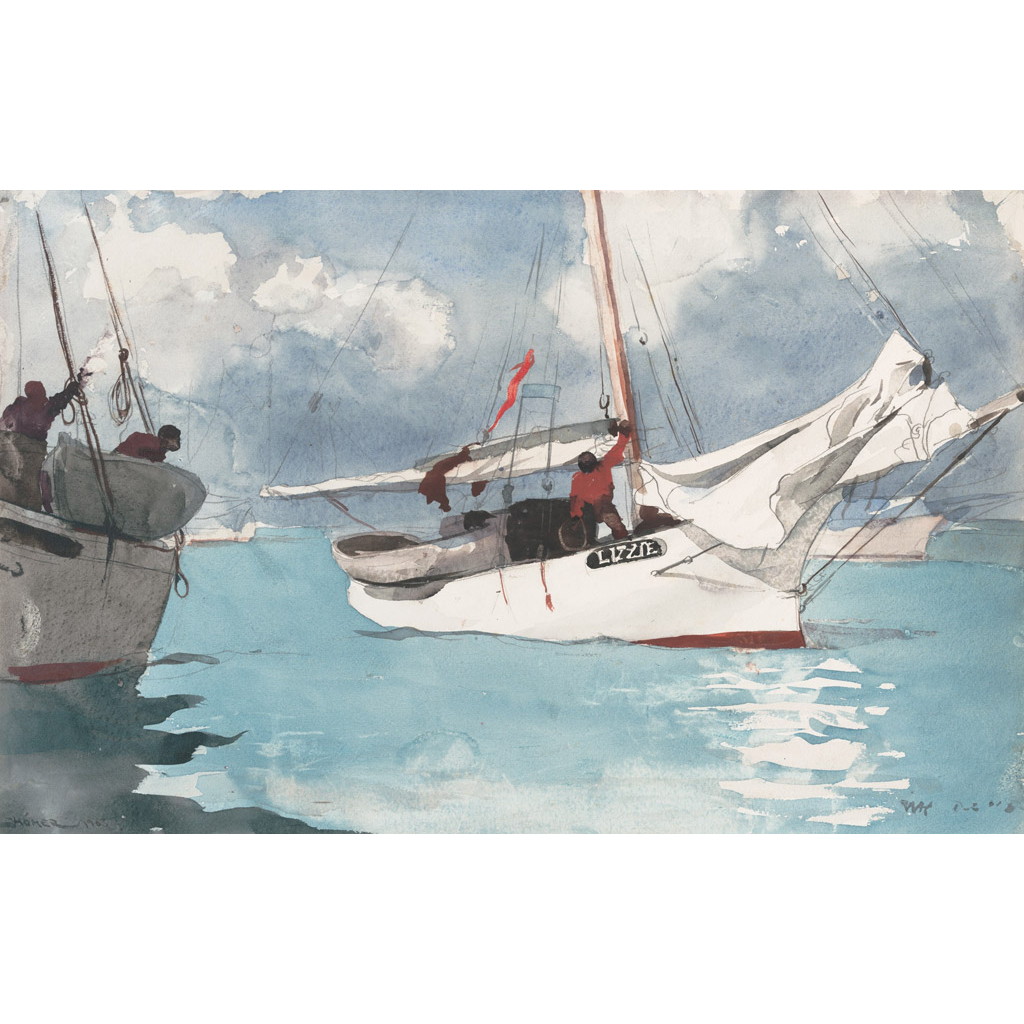 【オーダー油絵 】ウィンスロー・ホーマー キーウェストの釣り船 【選べるサイズ／選べる額縁付】