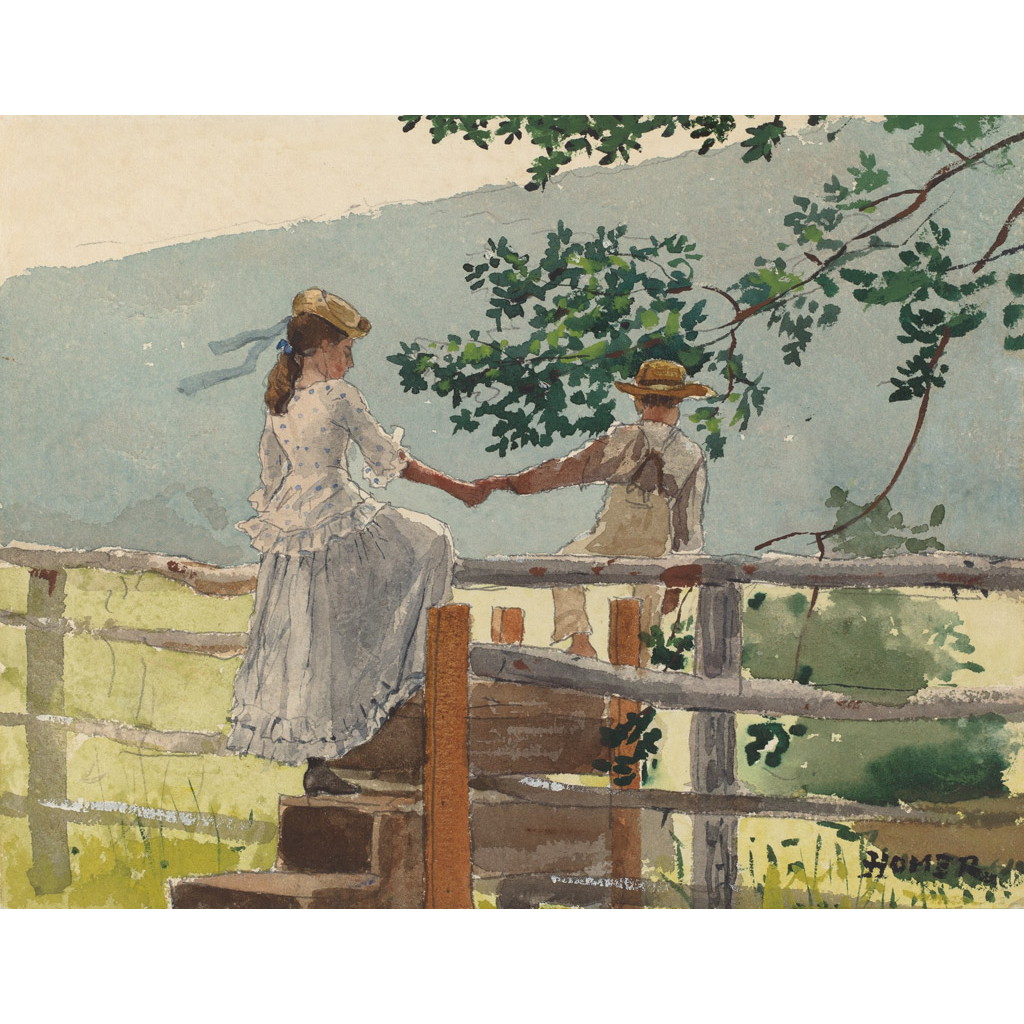 【オーダー油絵 】ウィンスロー・ホーマー 踏み越し段にて 【選べるサイズ／選べる額縁付】