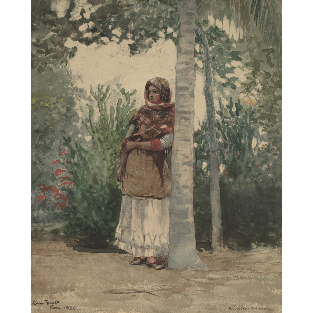 【オーダー油絵 】ウィンスロー・ホーマー ヤシの木の下で 【選べるサイズ／選べる額縁付】