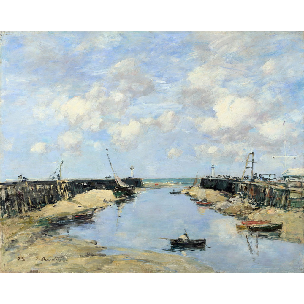 【オーダー油絵 】ウジェーヌ・ブーダン トゥルーヴィル港の入り口 【選べるサイズ／選べる額縁付】