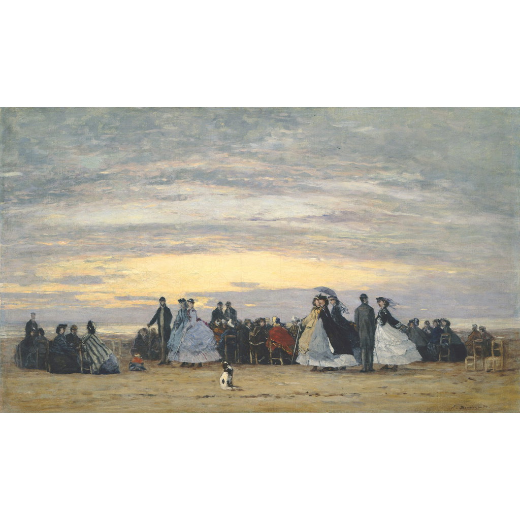 【オーダー油絵 】ウジェーヌ・ブーダン ヴィレルヴィルの浜辺 【選べるサイズ／選べる額縁付】