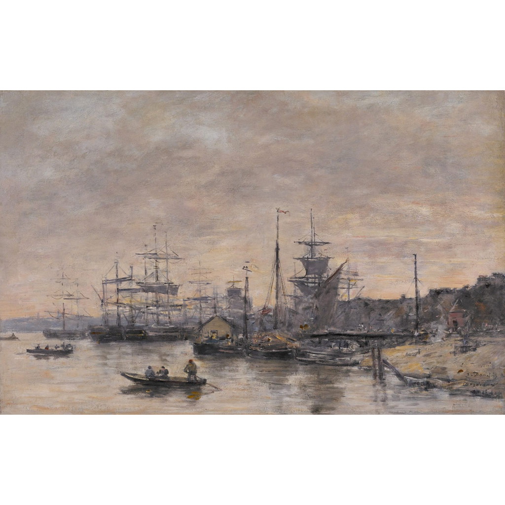 【オーダー油絵 】ウジェーヌ・ブーダン ボルドーの港 【選べるサイズ／選べる額縁付】