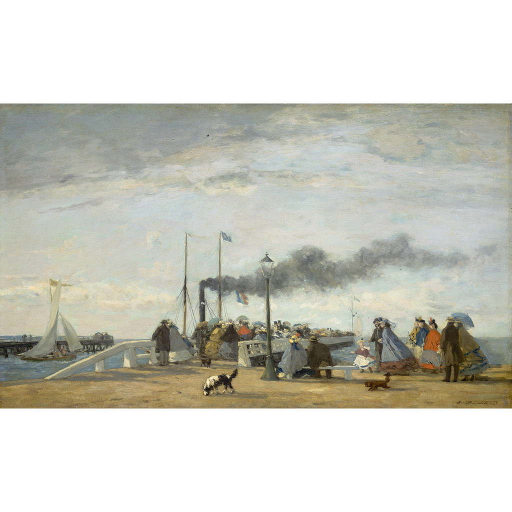 【オーダー油絵 】ウジェーヌ・ブーダン トゥルーヴィルでの桟橋と埠頭 【選べるサイズ／選べる額縁付】