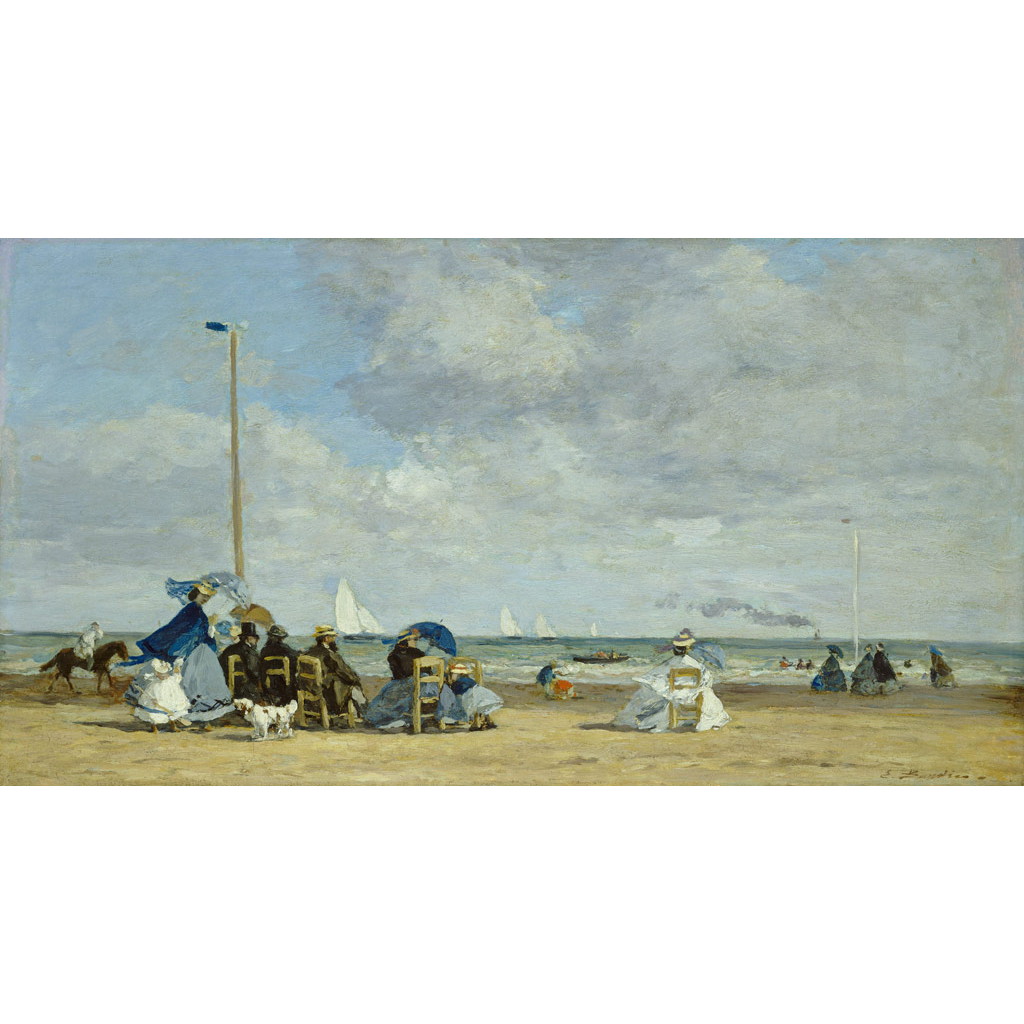 【オーダー油絵 】ウジェーヌ・ブーダン トルーヴィルの浜辺 【選べるサイズ／選べる額縁付】