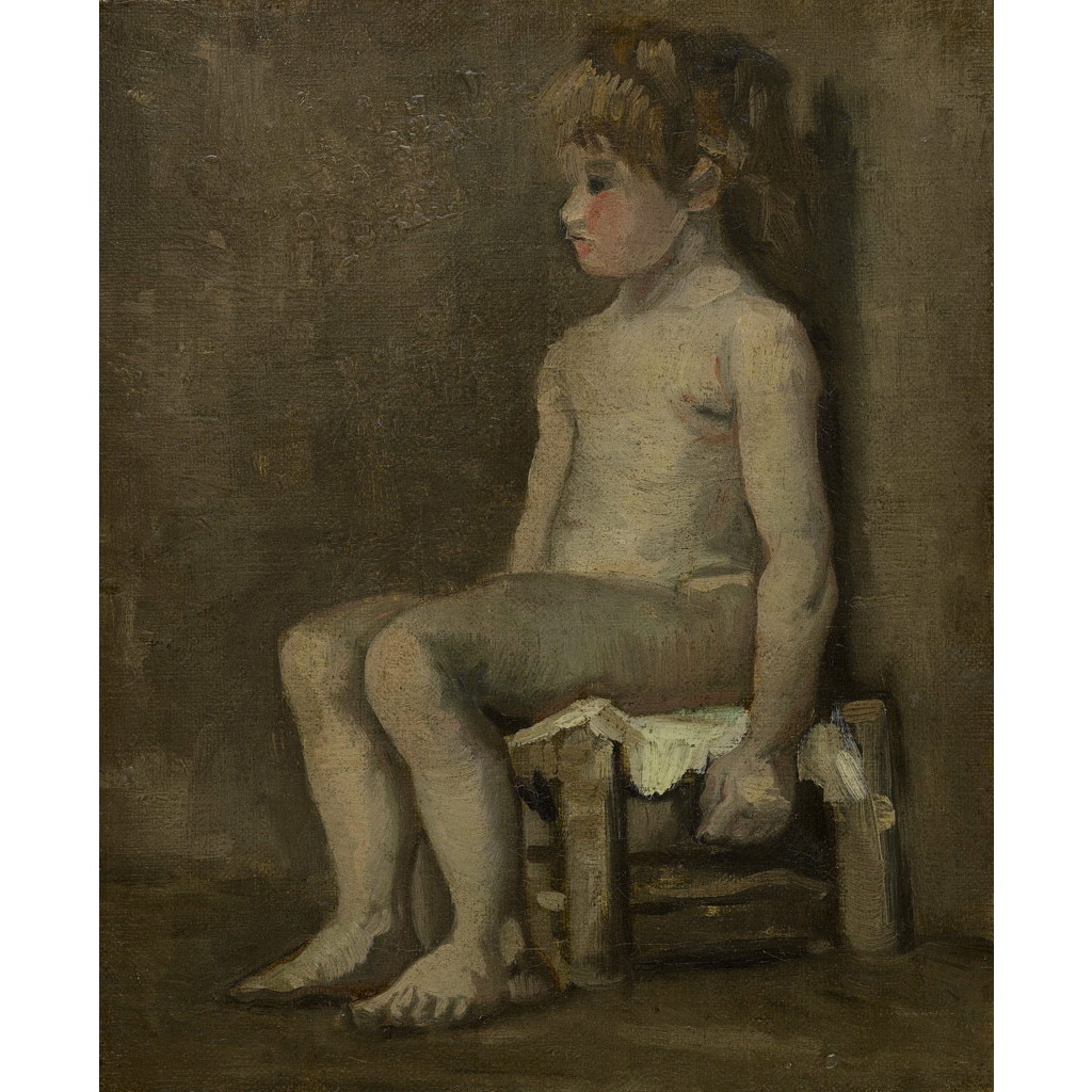  座った少女の裸像習作