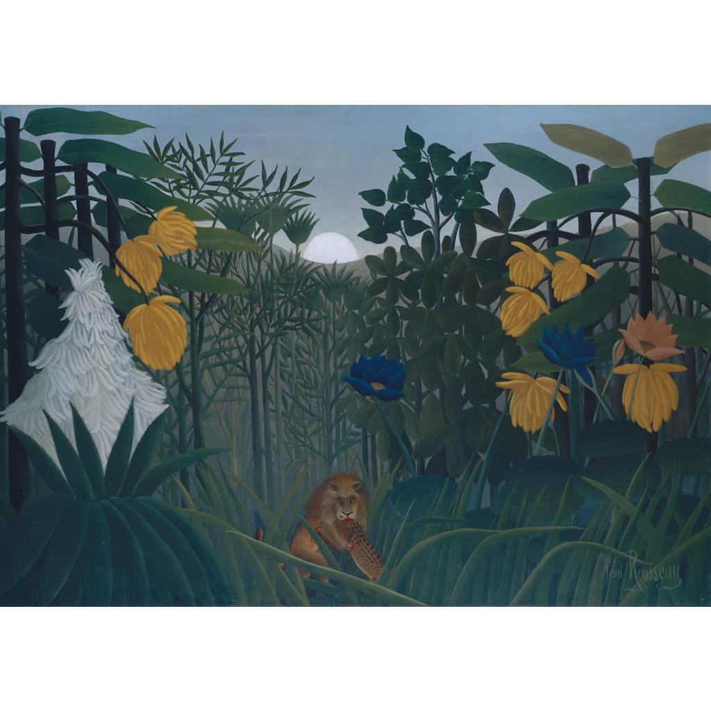 【オーダー油絵 】アンリ・ルソー ライオンの食事 【選べるサイズ／選べる額縁付】