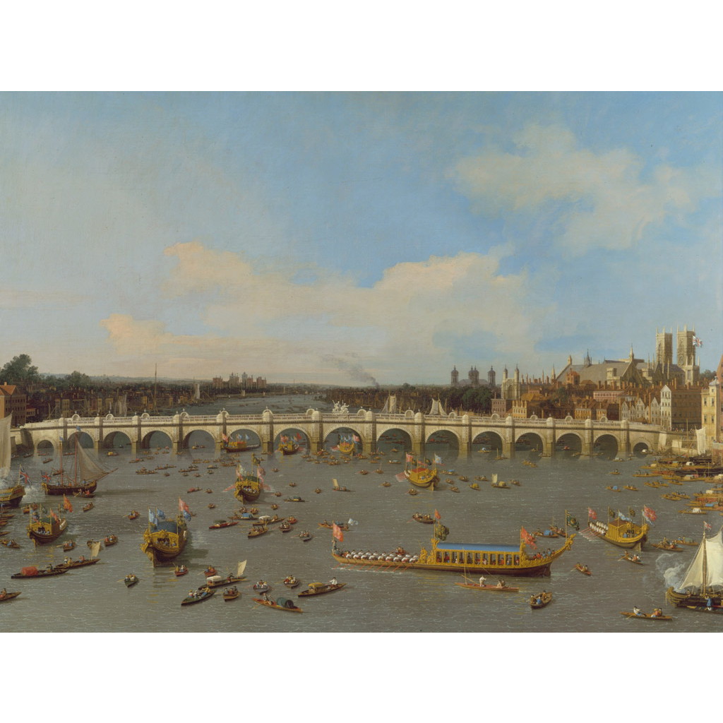 【オーダー油絵 】カナレット ウェストミンスター橋、ロンドン市長就任日に北から望む 【選べるサイズ／選べる額縁付】