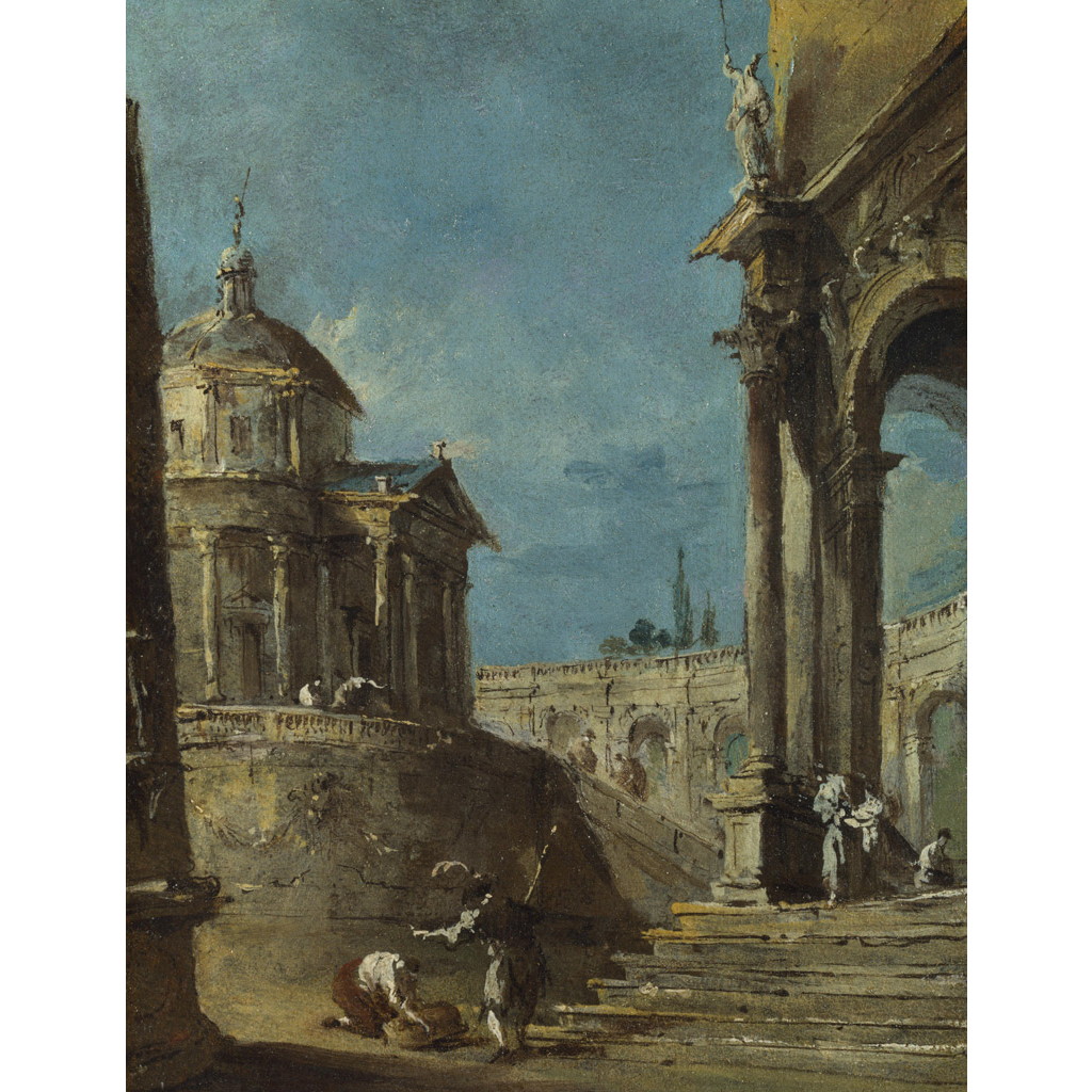 【オーダー油絵 】 フランチェスコ・グアルディ 建築の気ままな風景 【選べるサイズ／選べる額縁付】