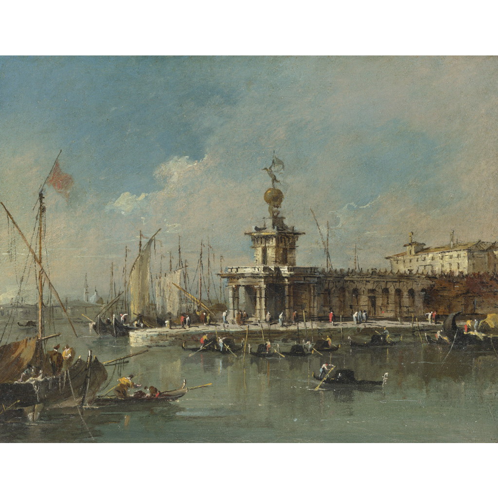 【オーダー油絵 】 フランチェスコ・グアルディ ヴェネツィア、プンタ・デラ・ドガーナ 【選べるサイズ／選べる額縁付】