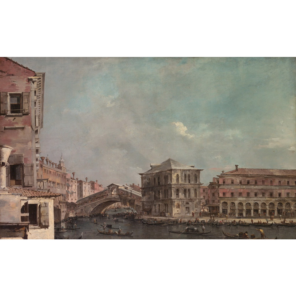 【オーダー油絵 】 フランチェスコ・グアルディ 大運河に架かるリアルト橋 【選べるサイズ／選べる額縁付】