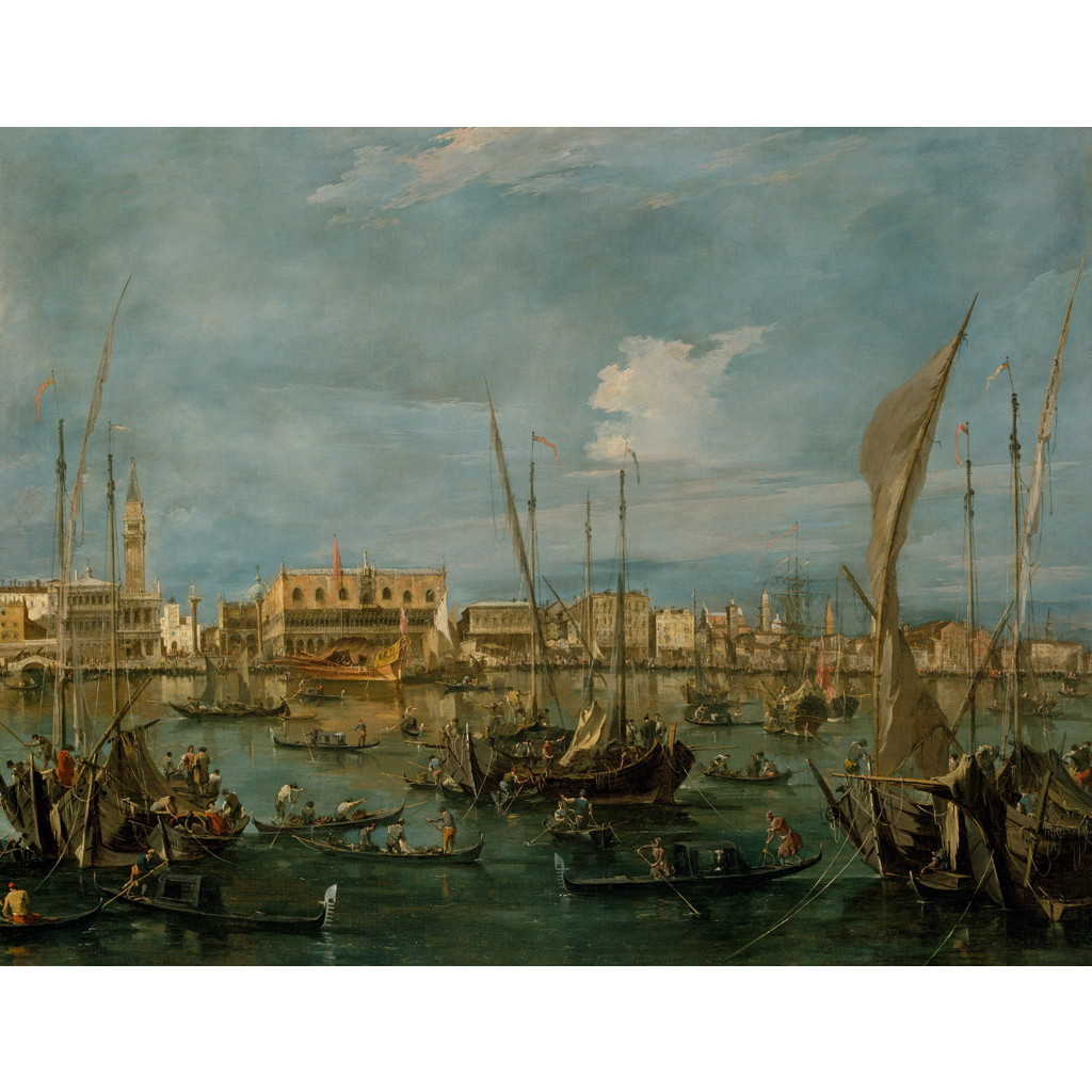 【オーダー油絵 】 フランチェスコ・グアルディ サン・マルコ湾からのヴェネツィア 【選べるサイズ／選べる額縁付】