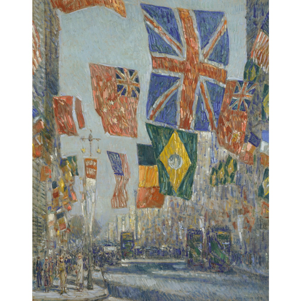 【オーダー油絵 】 フレデリック・チャイルド・ハッサム 同盟国の日の大通り、1918年のイギリス 【選べるサイズ／選べる額縁付】