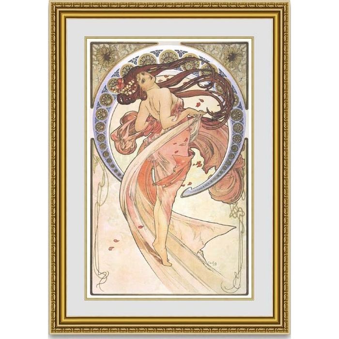 ミュシャ ４つの芸術 舞踏　Dance 額縁付き