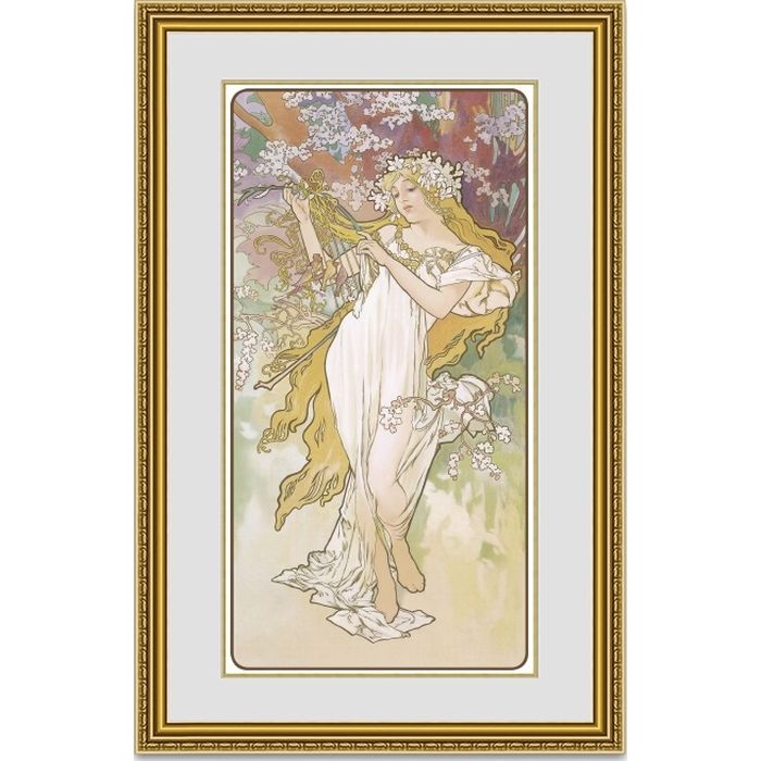 ミュシャ 四季　春　スプリング 額縁付き