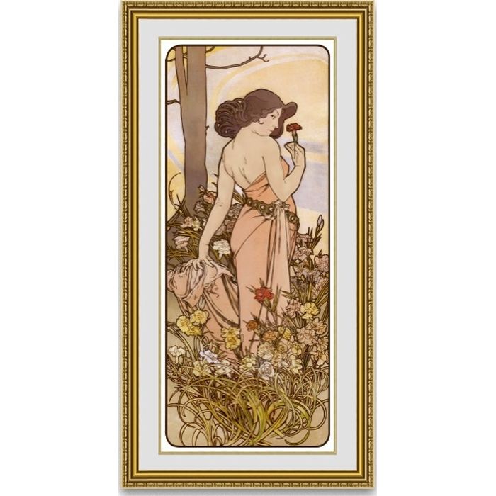 ミュシャ カーネーション 額縁付き