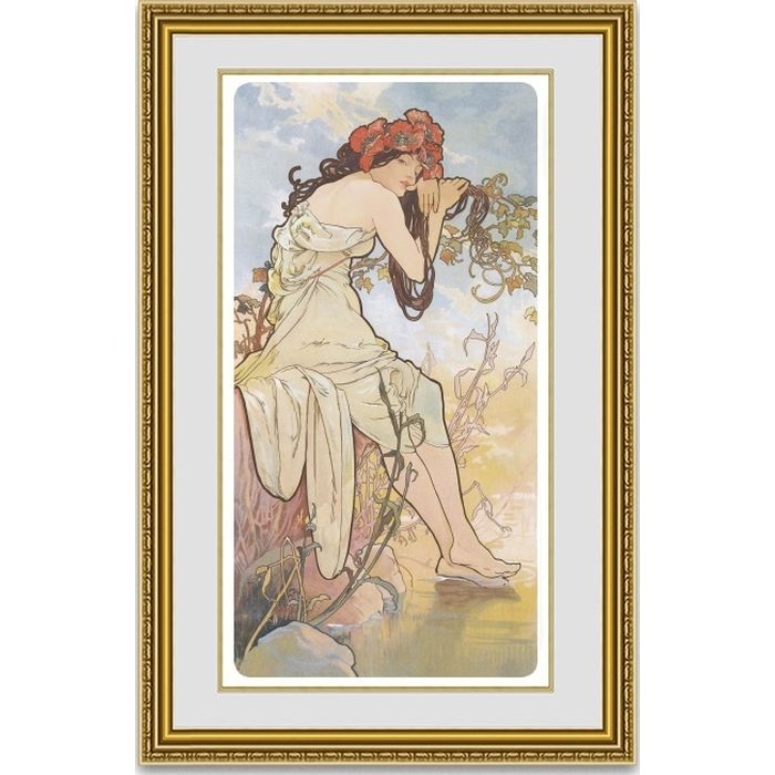 ミュシャ 四季　夏　サマー 額縁付き