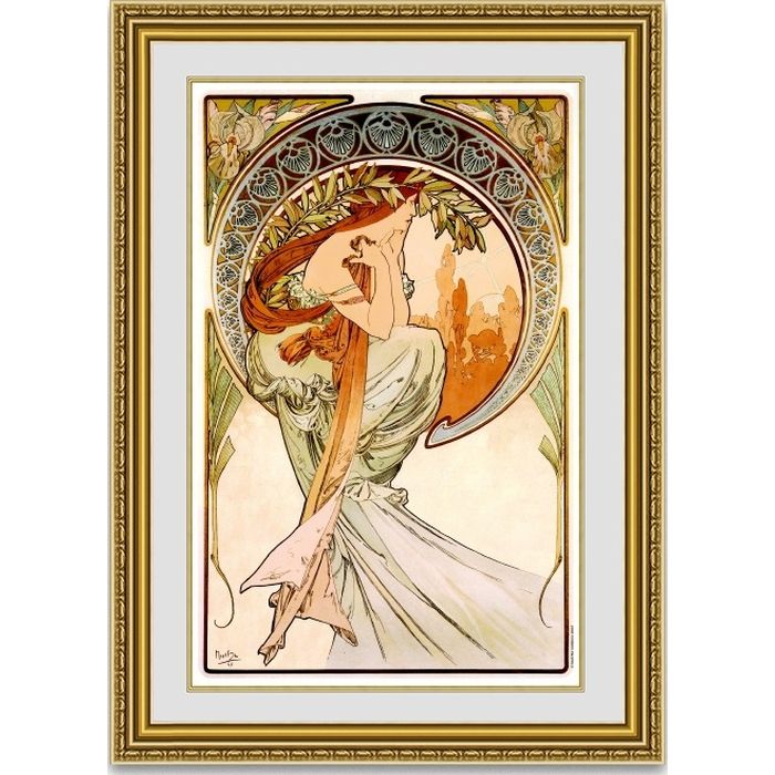ミュシャ ４つの芸術 詩歌 Poetry 額縁付き