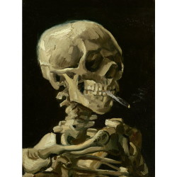  火の付いたタバコをくわえた骸骨