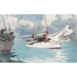 【オーダー油絵 】ウィンスロー・ホーマー キーウェストの釣り船 【選べるサイズ／選べる額縁付】