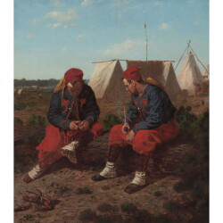 【オーダー油絵 】ウィンスロー・ホーマー パイプ作り 【選べるサイズ／選べる額縁付】