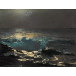 【オーダー油絵 】ウィンスロー・ホーマー 月明かり 【選べるサイズ／選べる額縁付】