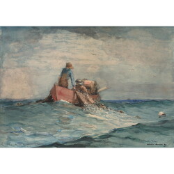 【オーダー油絵 】ウィンスロー・ホーマー 網の引き上げ 【選べるサイズ／選べる額縁付】