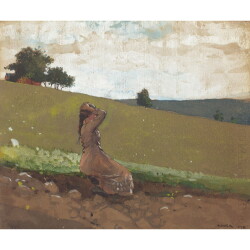 【オーダー油絵 】ウィンスロー・ホーマー 緑の丘 【選べるサイズ／選べる額縁付】